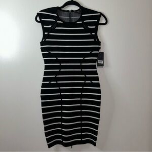 Guess Black With White Stripe Bodycon Mini Dress Size Medium NEW